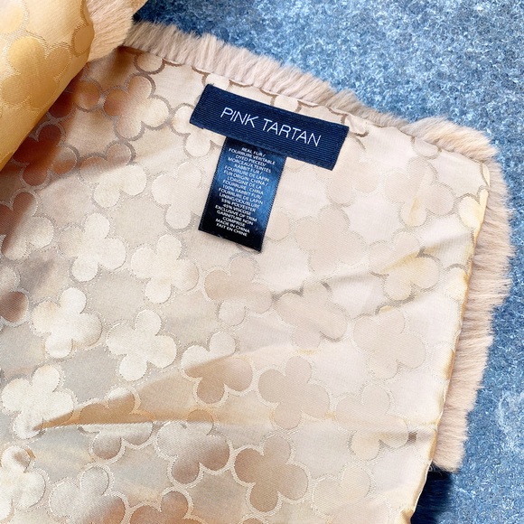 Pink Tartan Brown Fur Scarf - Picture 3 of 3